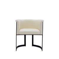 Manhattan Comfort DC046-CR Corso Leatherette Dining Chair with Metal Frame  in Cream